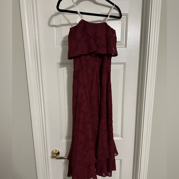 Lulus Love You So Dearly Burgundy Burnout Floral Strapless Midi Dress - Picture 4 of 7